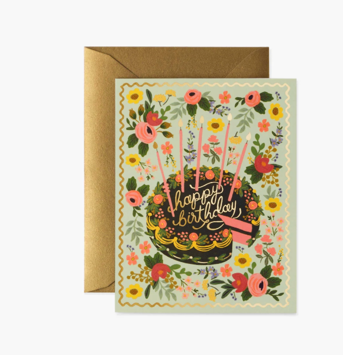 floral cake birthday cards-set of 8