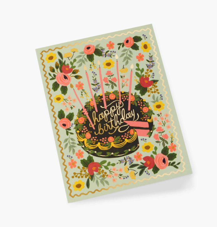 floral cake birthday cards-set of 8