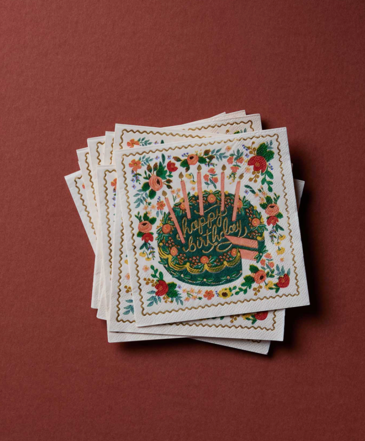 FLORAL CAKE-COCKTAIL NAPKINS
