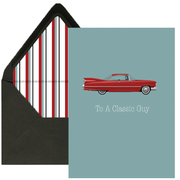 To A Classic Guy Vintage Car Greeting Card