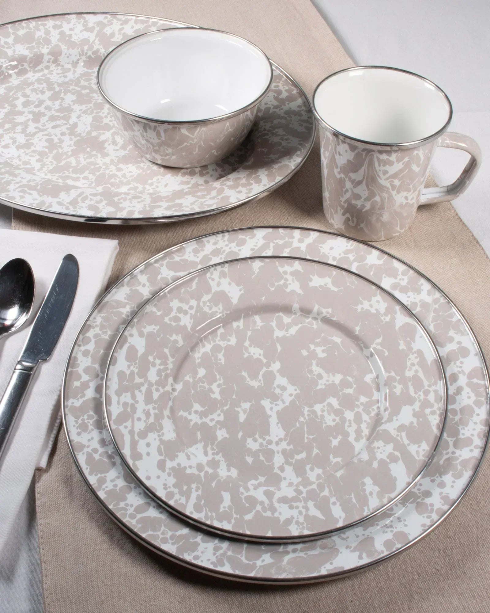 Taupe Swirl Oval Platter
