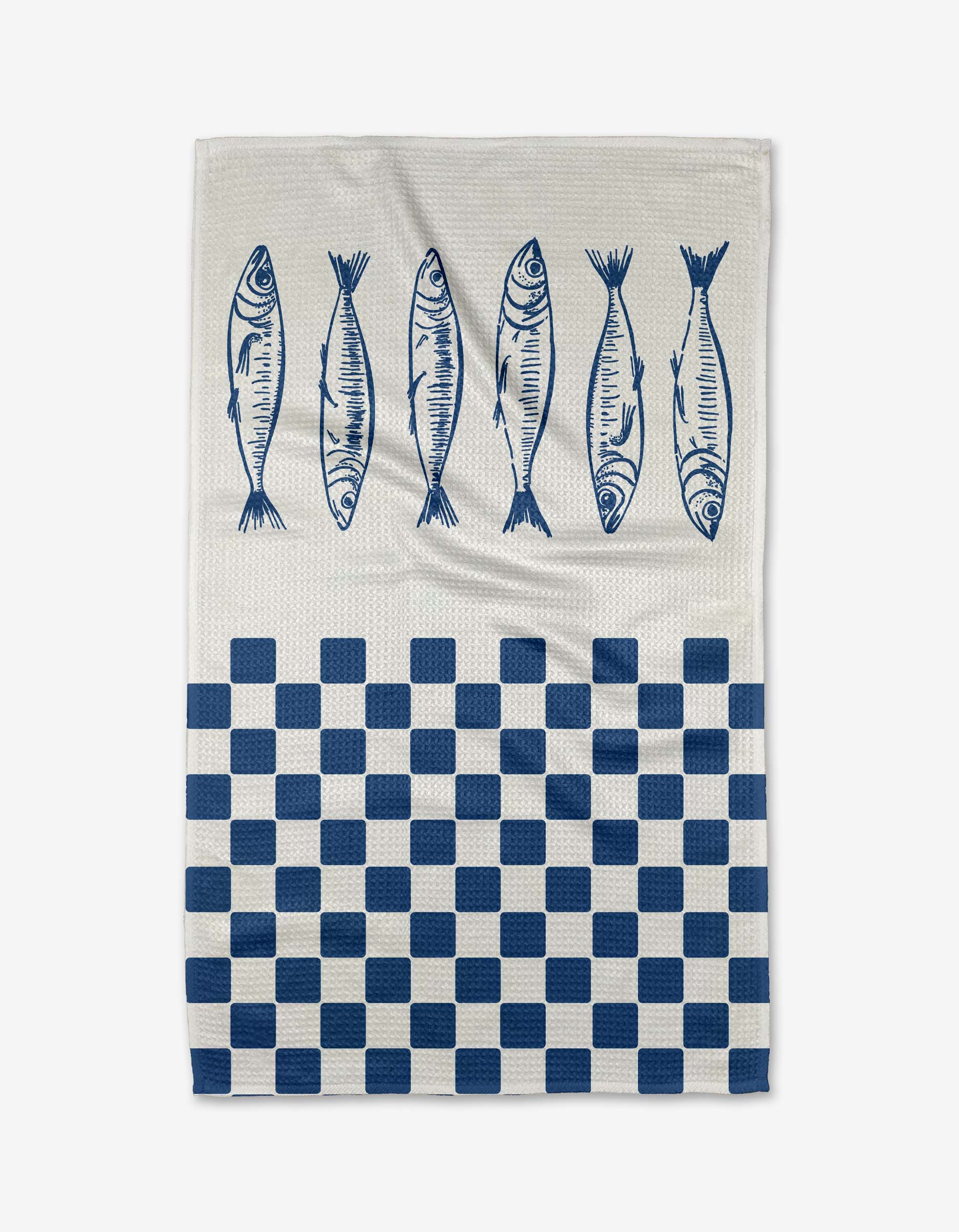 Tea Towel - Sardines Check Blue