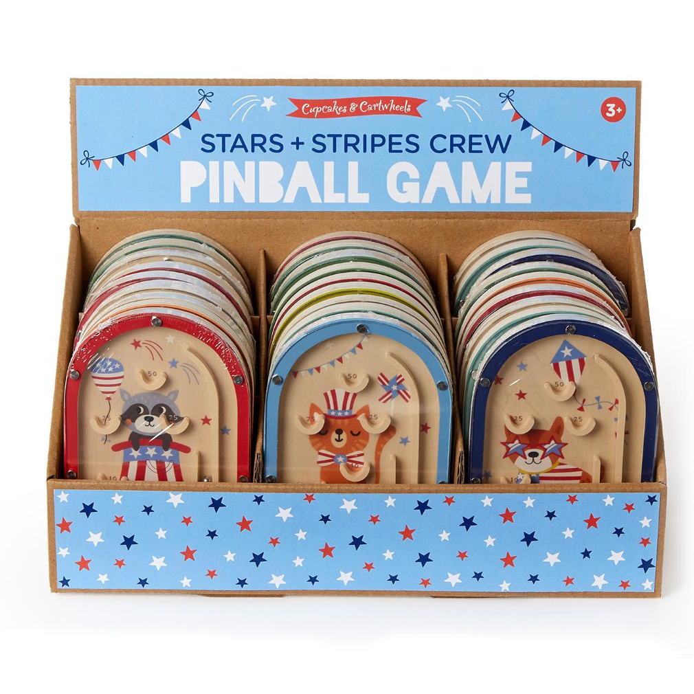 WOODEN PINBALL GAME-STARS & STRIPES
