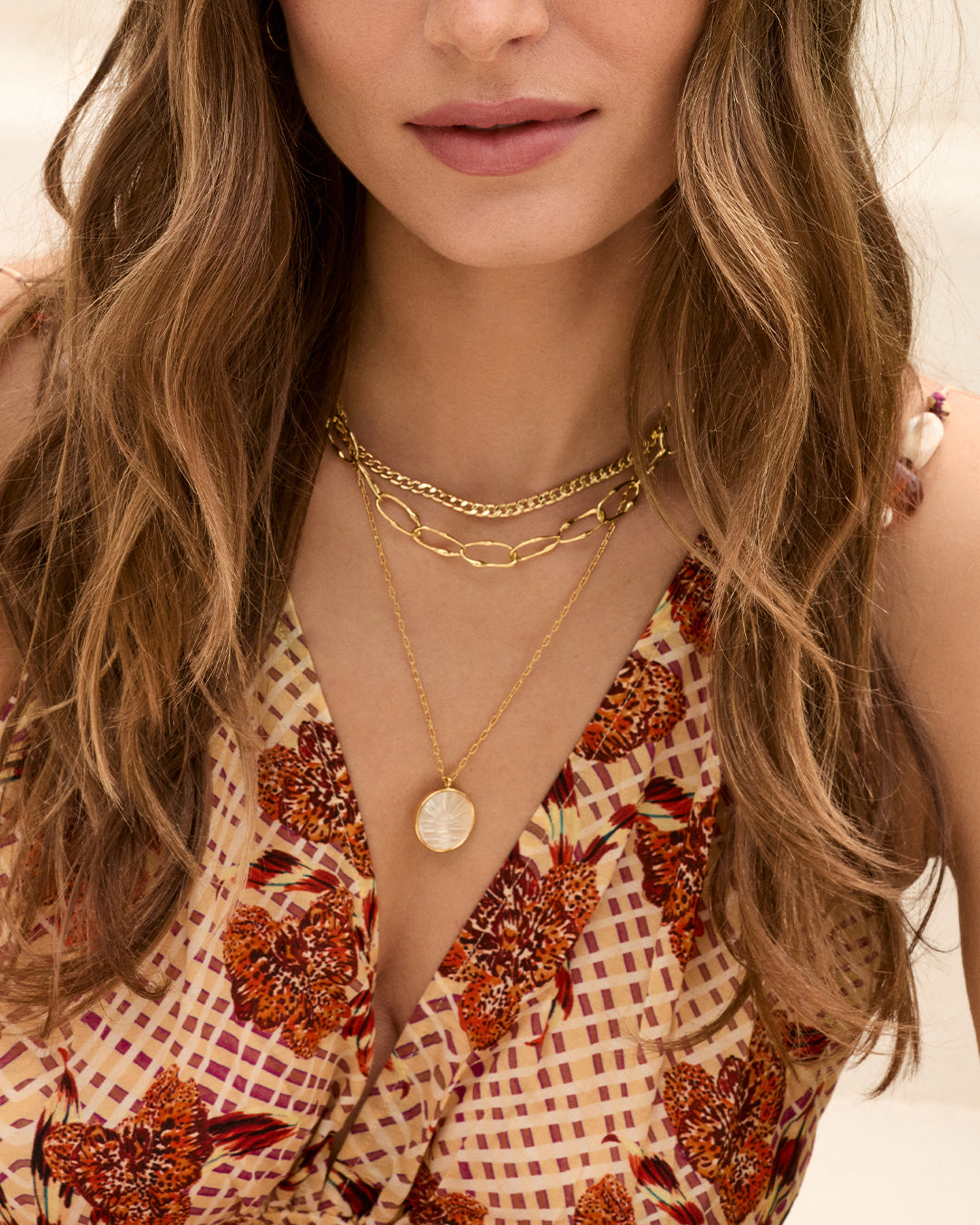 Sunset Etched Necklace (Gold)