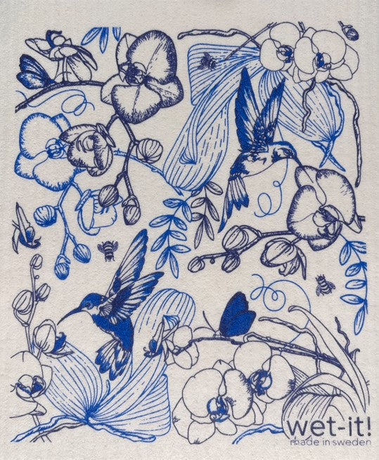 ORCHID GARDEN BLUE SWEDISH CLOTH