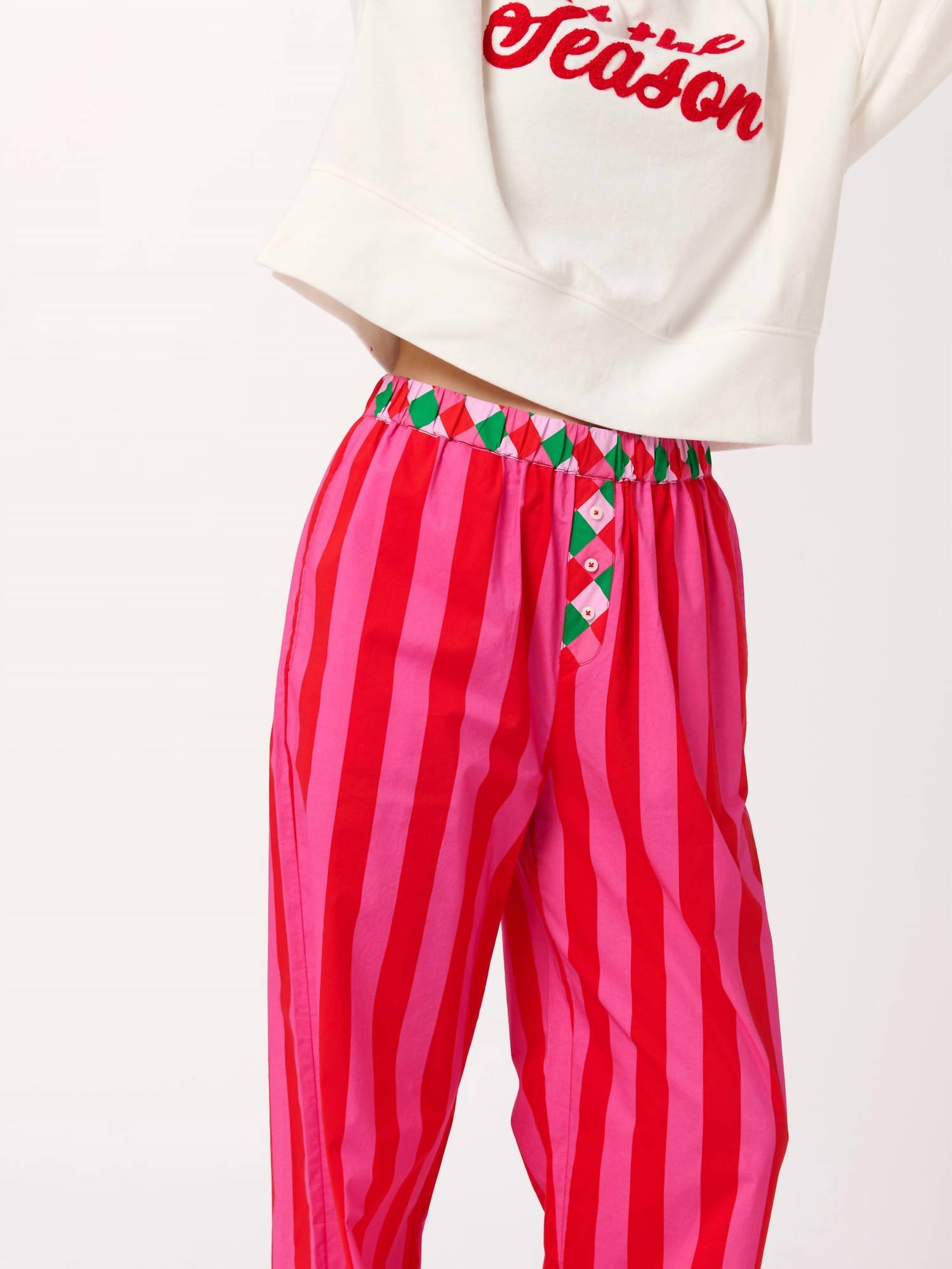 Festive Stripe Boxer Pant, Red - Large