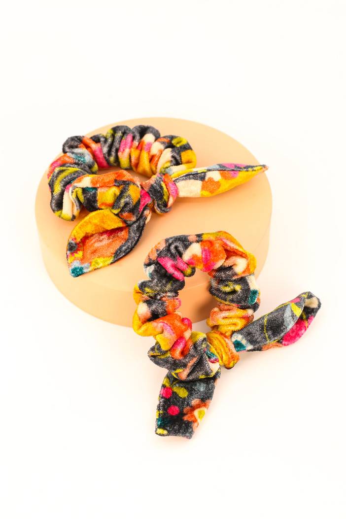 Velvet Painted Peony Scrunchies (pack of 2)