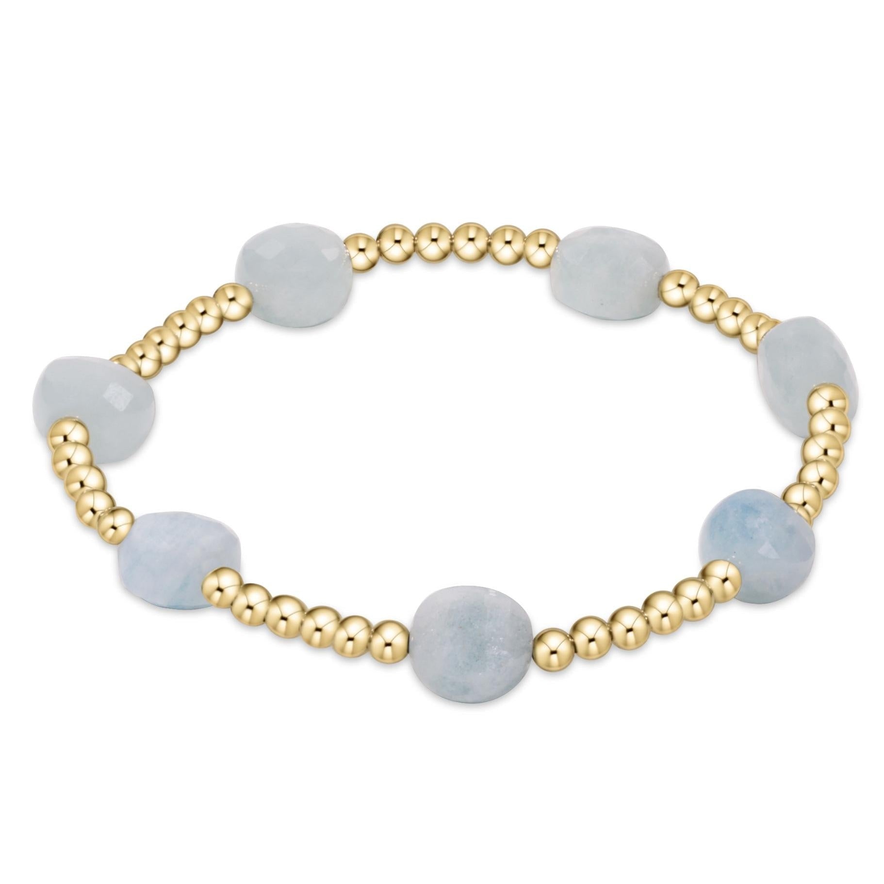 ADMIRE GOLD 3MM BEAD BRACELET AQUAMARINE