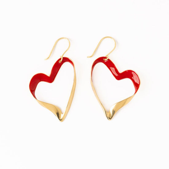Amara Enamel Heart Drop earrings Red