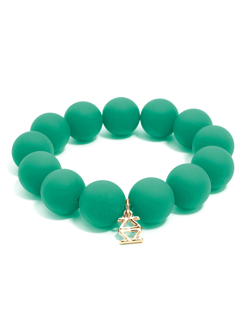 Stretch Bracelet w/Chunky Matte Beads - Dark Green