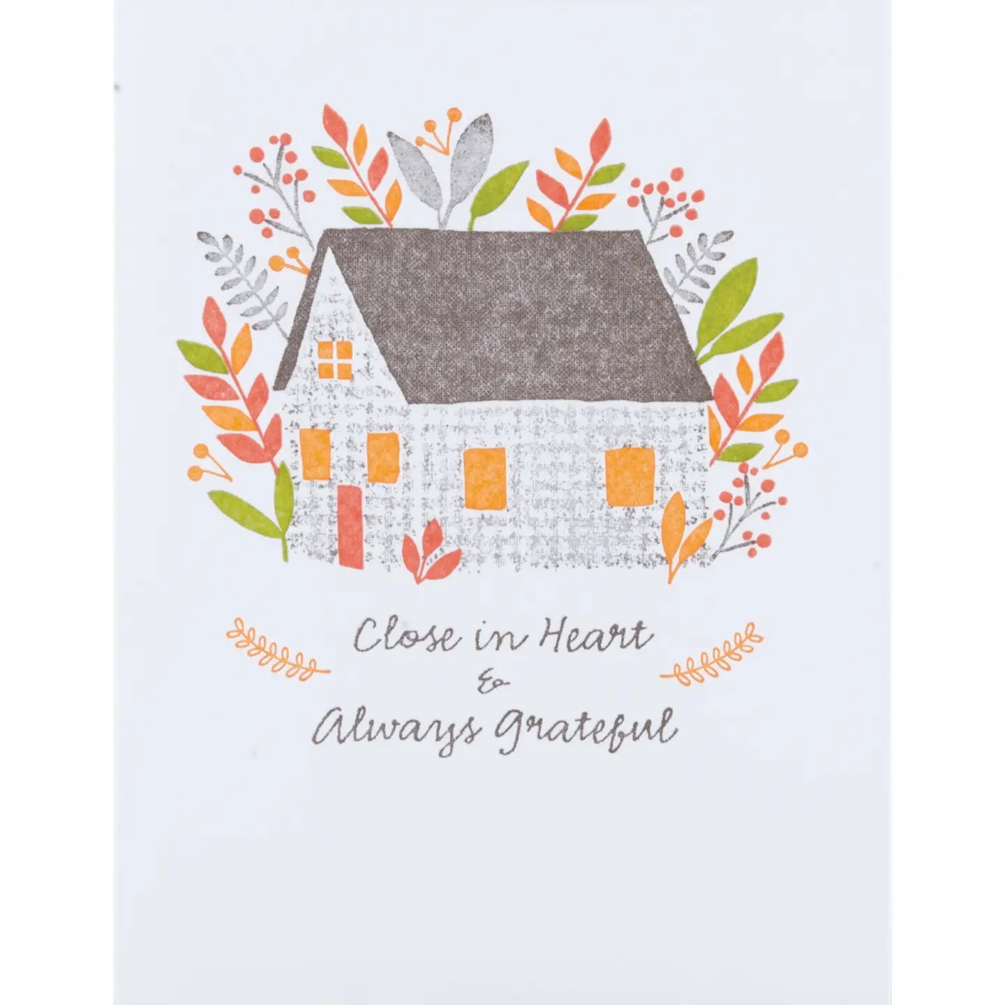 Autumn Houses & Trees - Thanksgiving Card