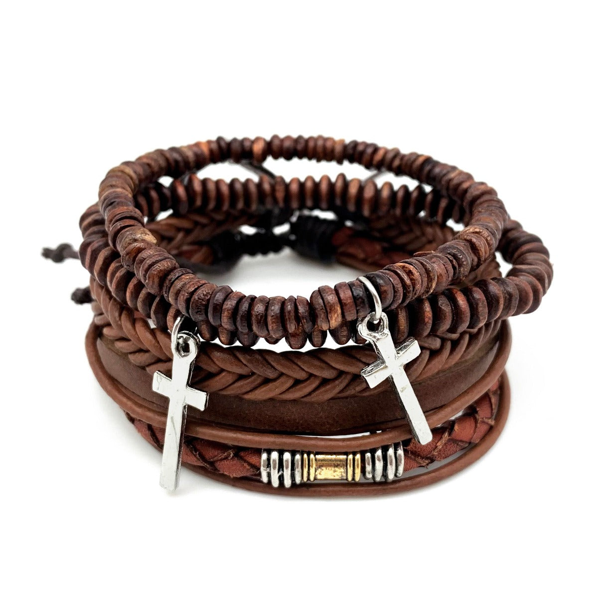 AADI SILVER BEADS MENS BRACELET SET