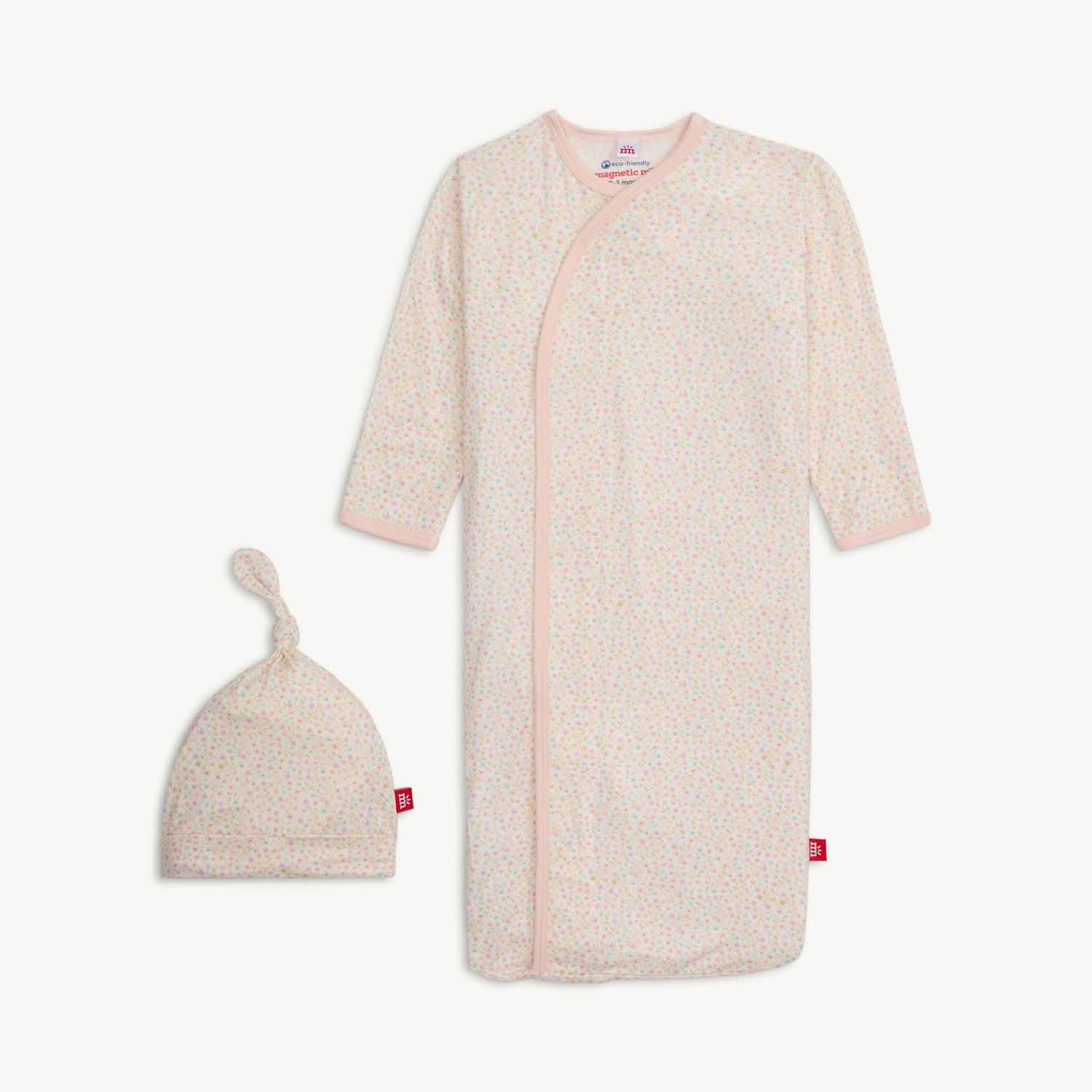 Bedford Floral Magnetic Gown & Hat Set NB-3 Months