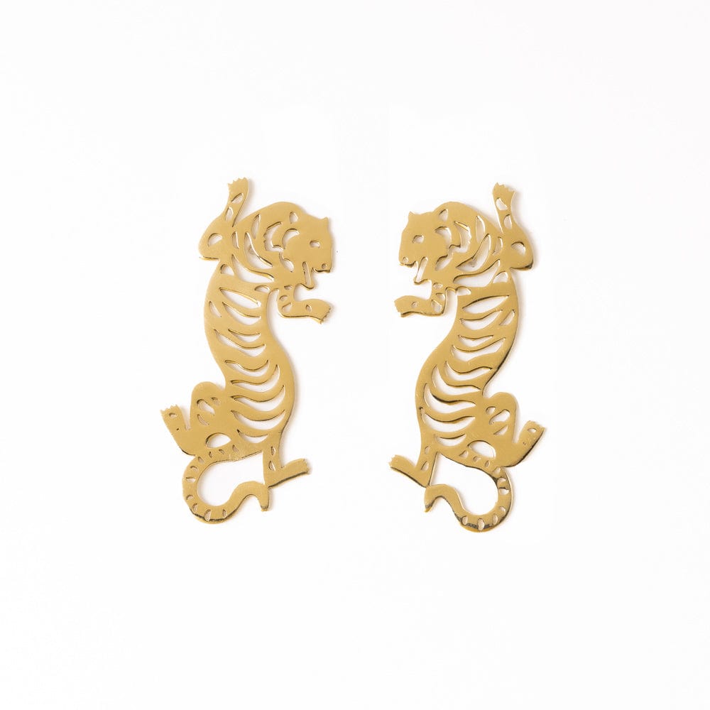 Bianca Tiger Drop Earrings Brass