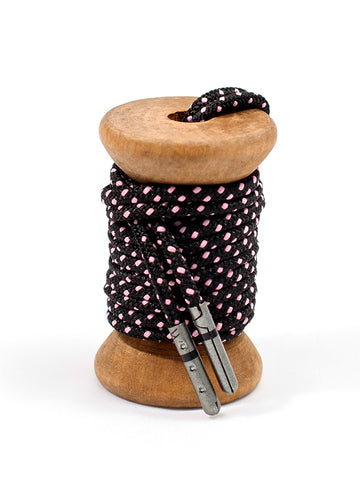 Black & Pink Ticked Shoelaces