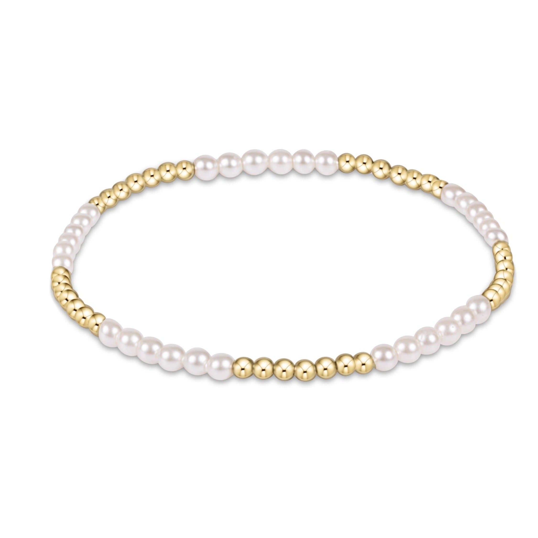 Classic Blissful Pattern 3mm Bead Bracelet - 6mm Mixed Metal