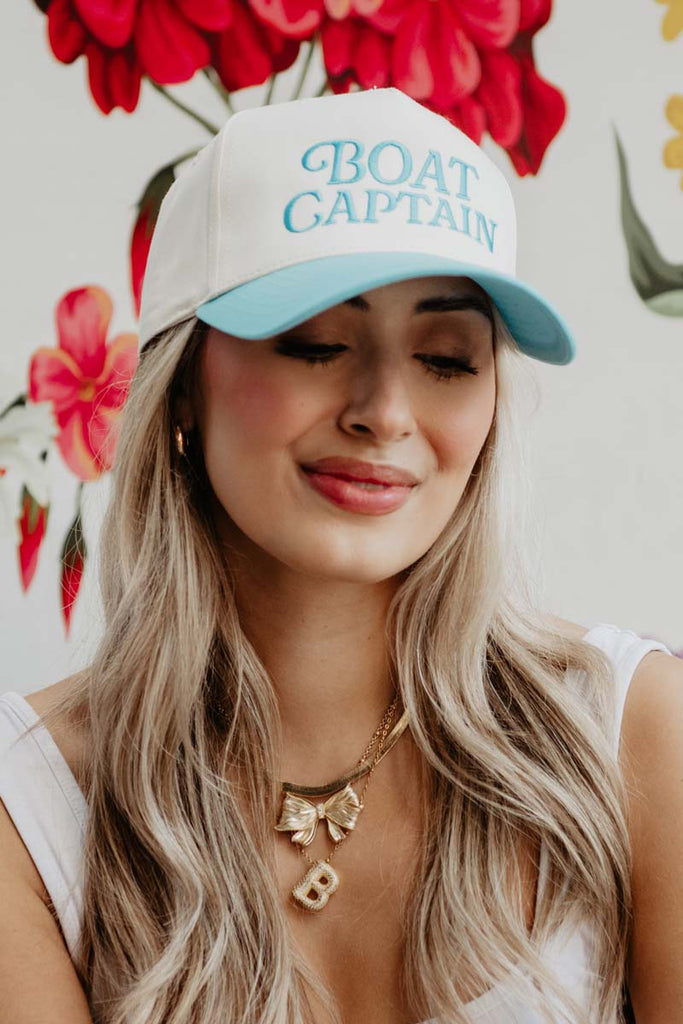 BOAT CAPTAIN TWO-TONED VINTAGE HAT-BLACK /TAN