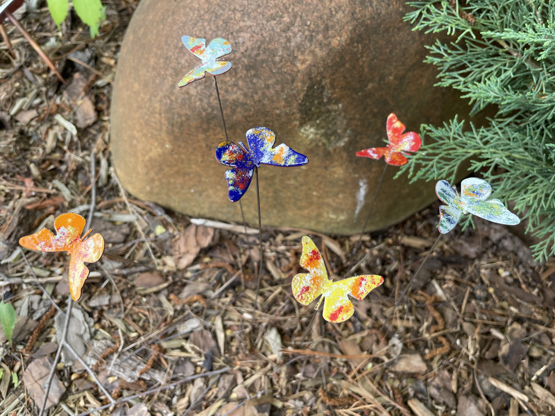Copper Enamel Butterflies Poke - Small