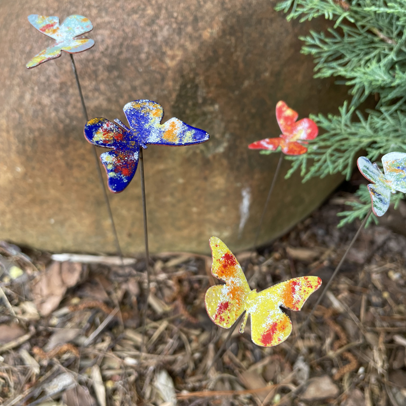 Copper Enamel Butterflies Poke - Small