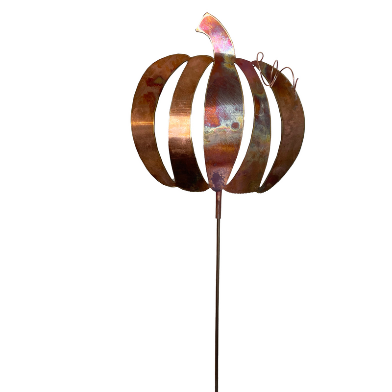 NATURAL COPPER PUMPKIN GARDEN STAKE