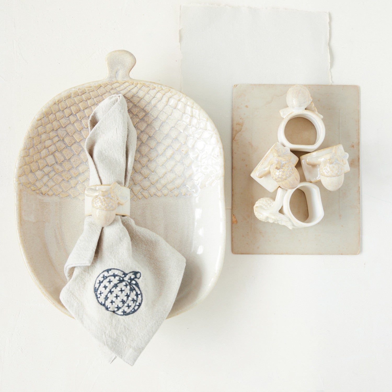 STONEWARE ACORN SHAPED PLATTER