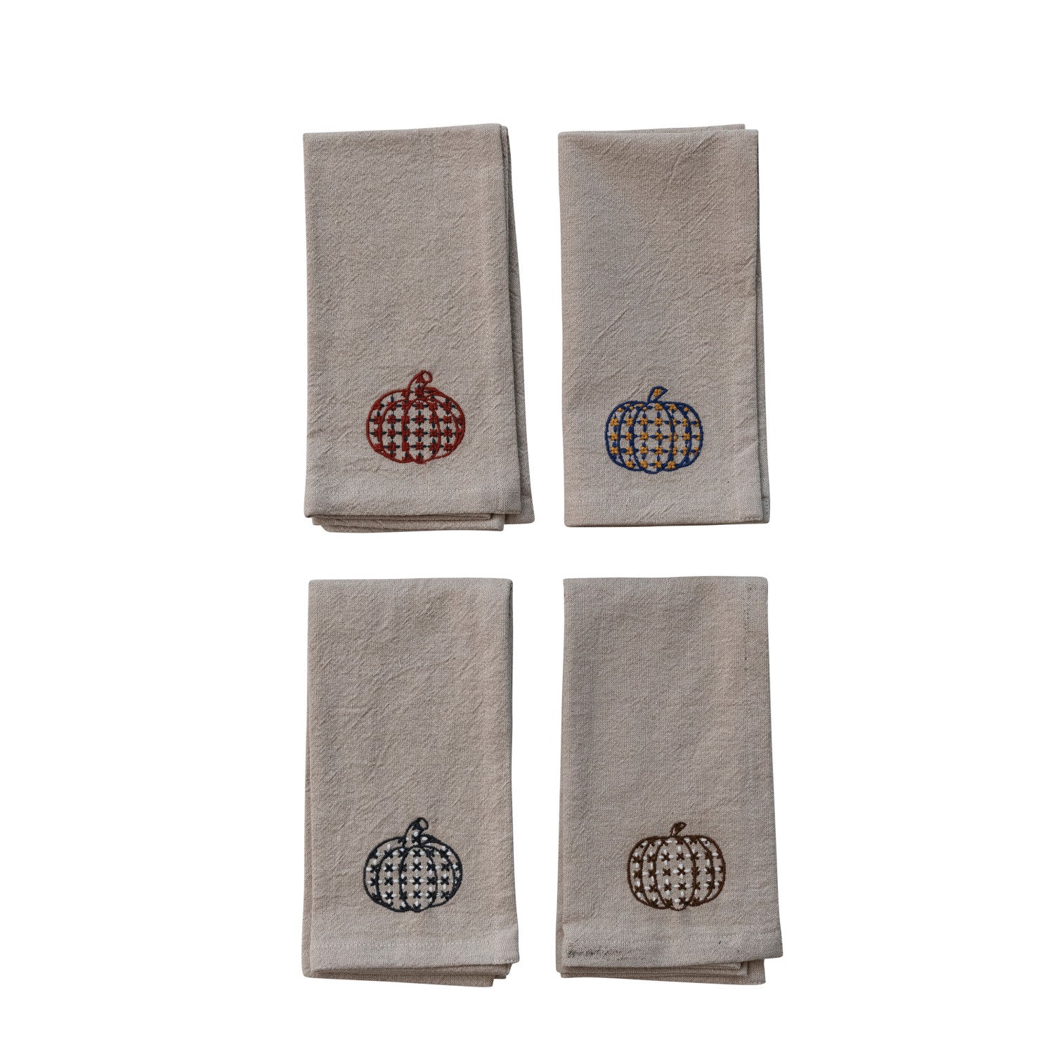 ASSORTED PUMPKIN CHAMBRAY CLOTH NAPKINS -SET OF 4