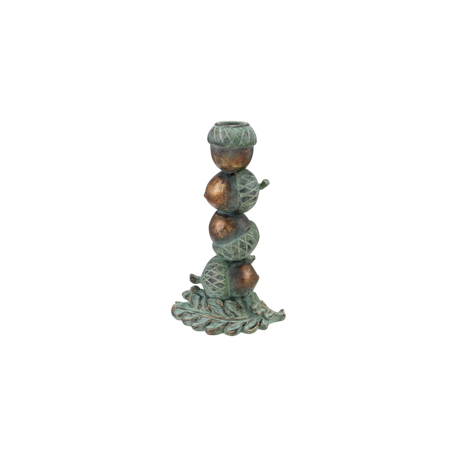 Stacked Acorns Taper Holder, Bronze-look