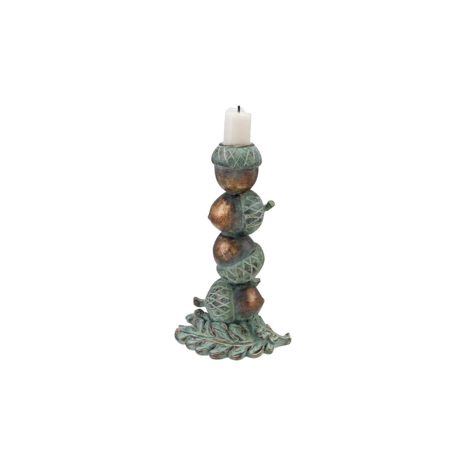 Stacked Acorns Taper Holder, Bronze-look