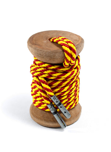 CRIMSON AND YELLOW STRIPED SHOELACES
