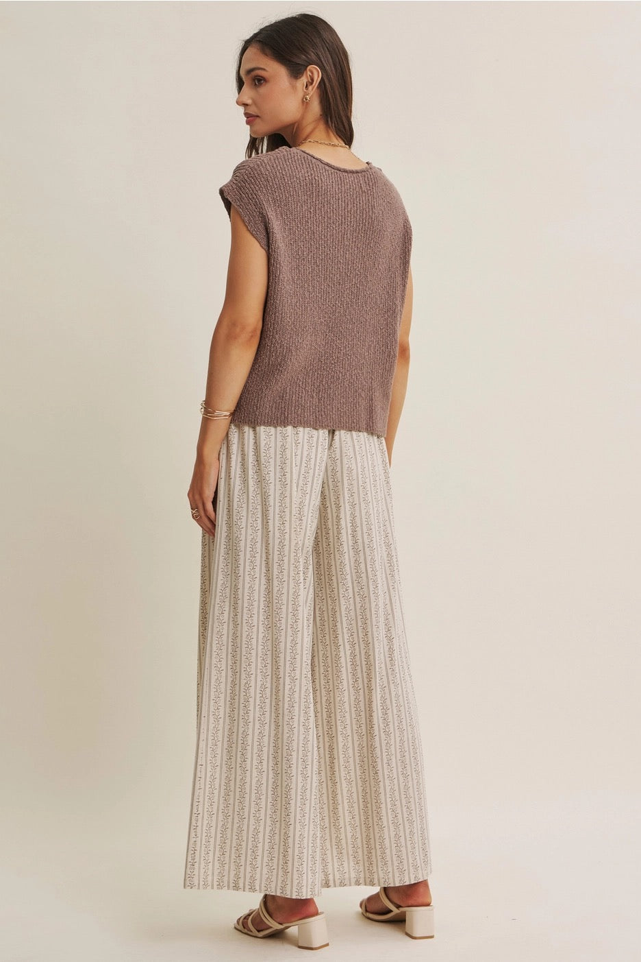 COTTON SLUB SLEEVELESS SWEATER-MOCHA-MEDIUM