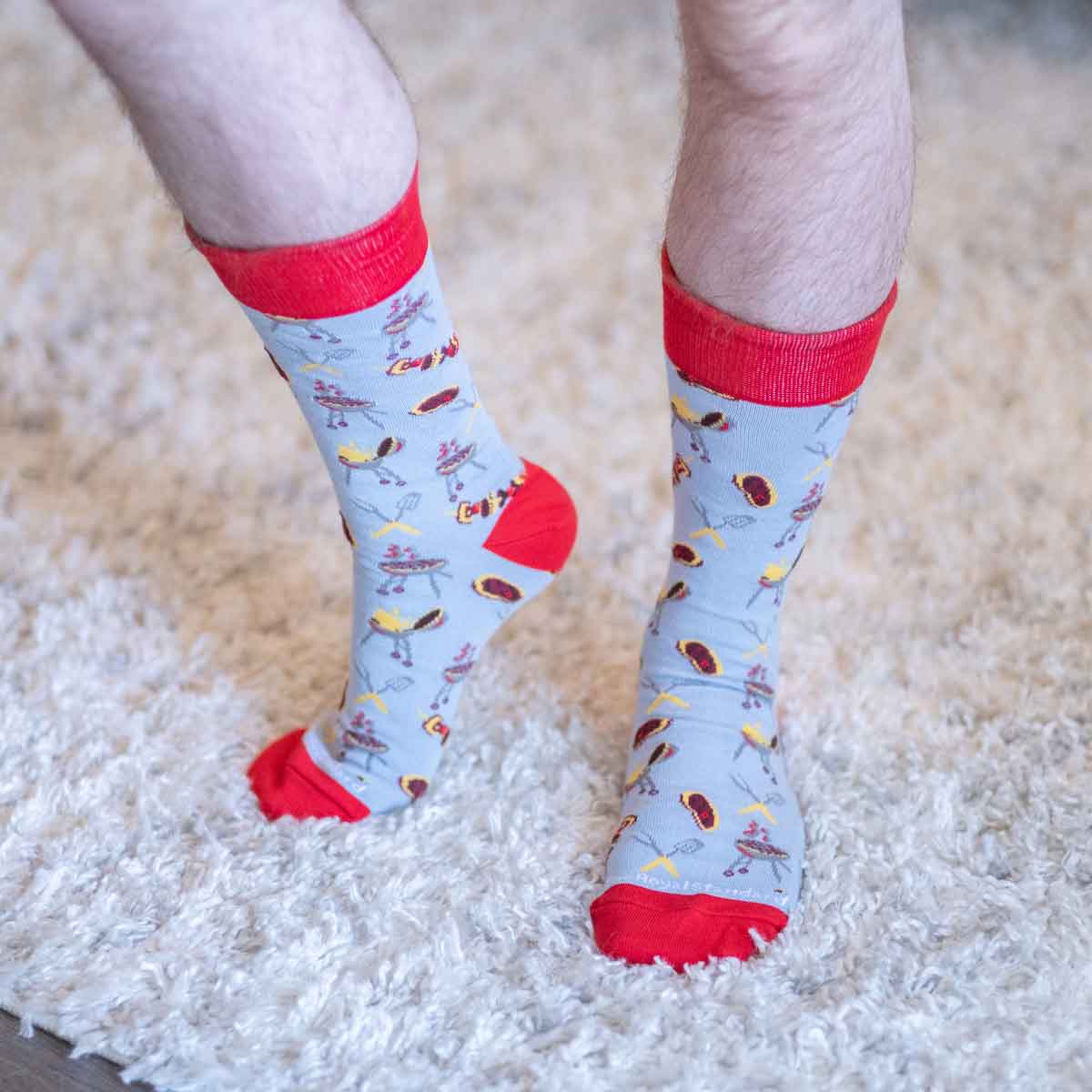 Men's BBQ Socks Gray/Red/Yellow