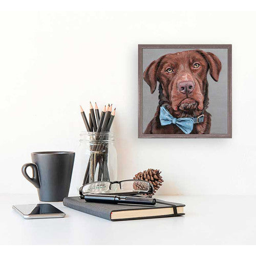 Dapper Dog - Rustic Natural mini Framed 6" x 6"