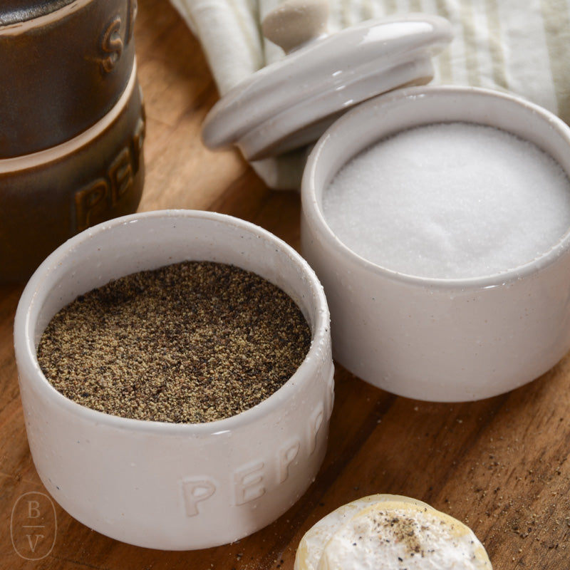 Stoneware Stackable Salt & Pepper Pots 3"x 5"