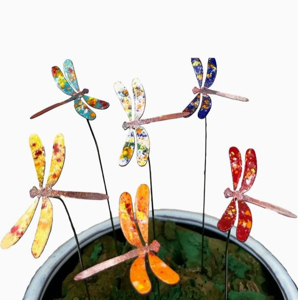 Copper Enamel Dragonfly Poke - Small