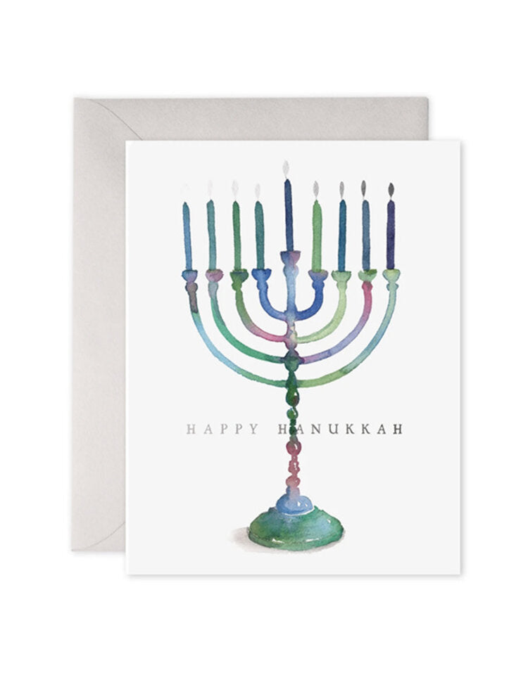 COLORFUL MENORAH HANUKKAH GREETING CARD