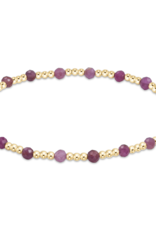 Gemstone Gold Sincerity Pattern 3mm Bead Bracelet - Ruby
