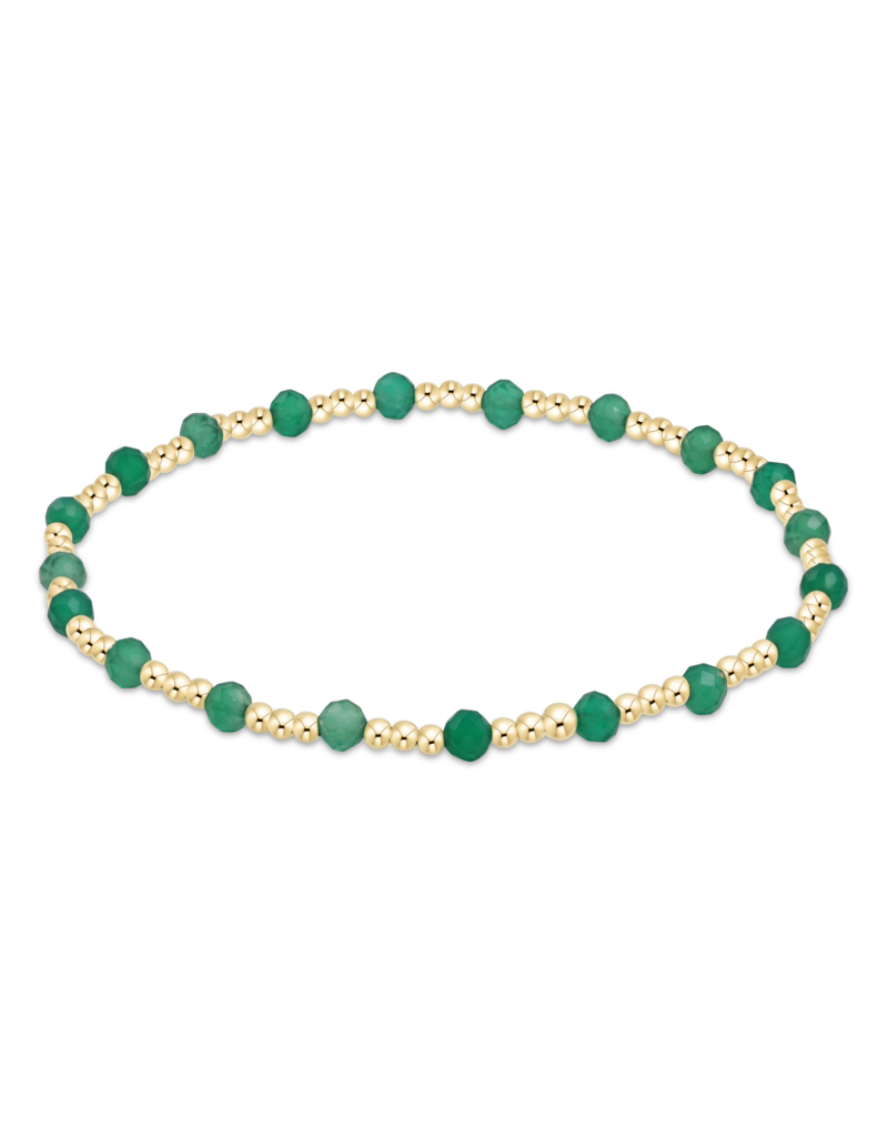 Gemstone Gold Sincerity Pattern 3mm Bead Bracelet - Faceted Onyx