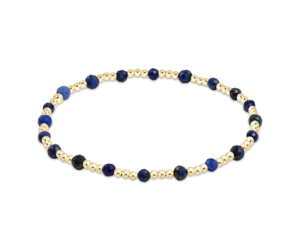 Gemstone Gold Sincerity Pattern 3mm Bead Bracelet - Lapis
