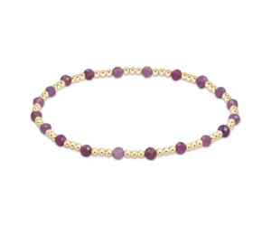 Gemstone Gold Sincerity Pattern 3mm Bead Bracelet - Ruby