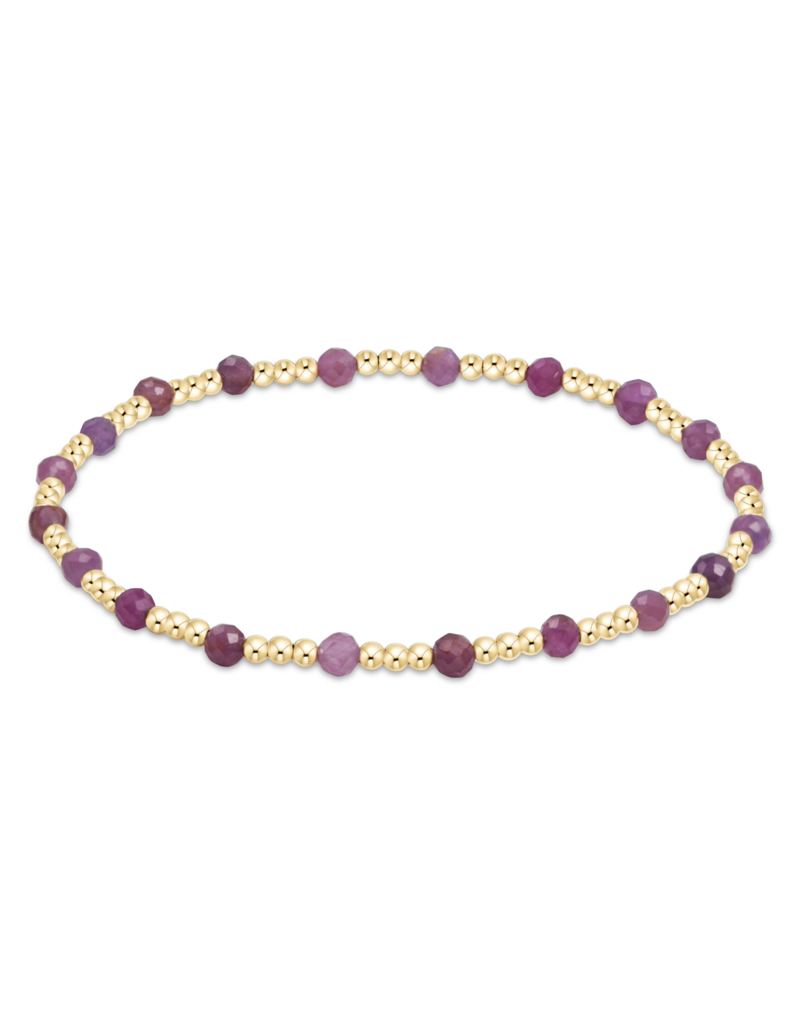 Gemstone Gold Sincerity Pattern 3mm Bead Bracelet - Ruby