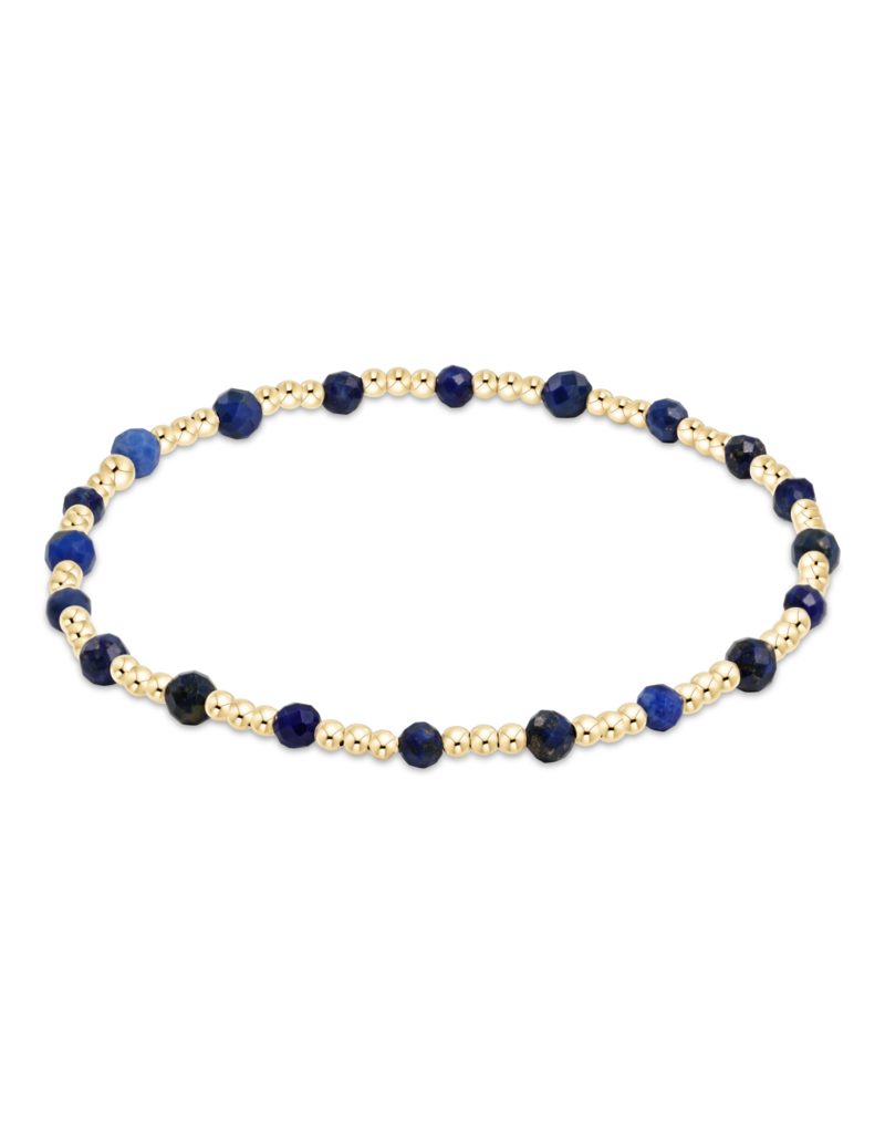Extends - Gemstone Gold Sincerity Pattern 3mm Bead Bracelet - Lapis