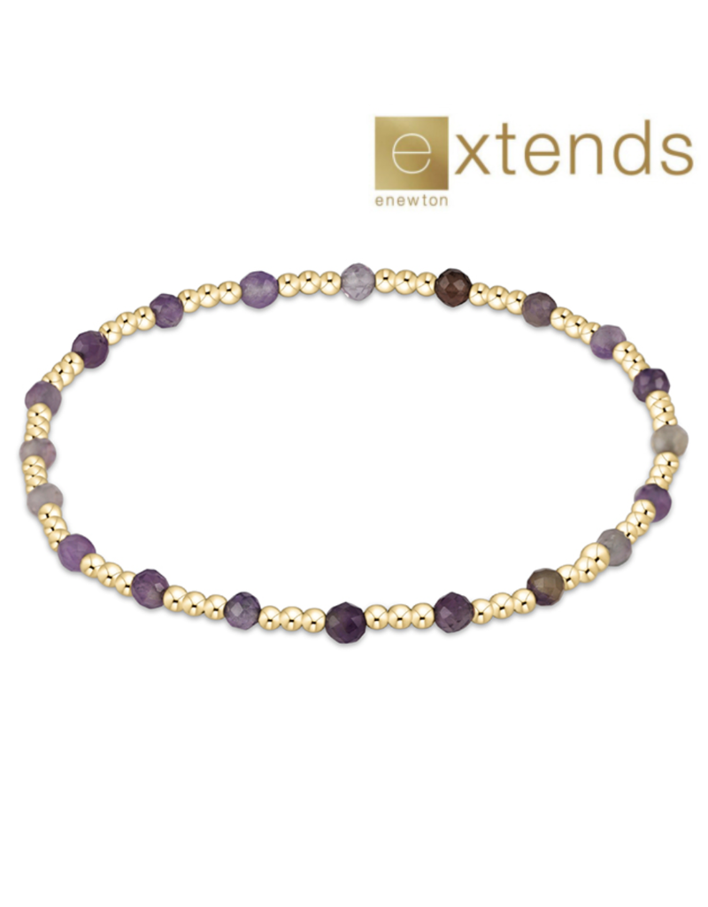 Extends - Gemstone Gold Sincerity Pattern 3mm Bead Bracelet - Amethyst