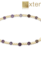 Extends - Gemstone Gold Sincerity Pattern 3mm Bead Bracelet - Amethyst