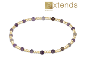 Extends - Gemstone Gold Sincerity Pattern 3mm Bead Bracelet - Amethyst