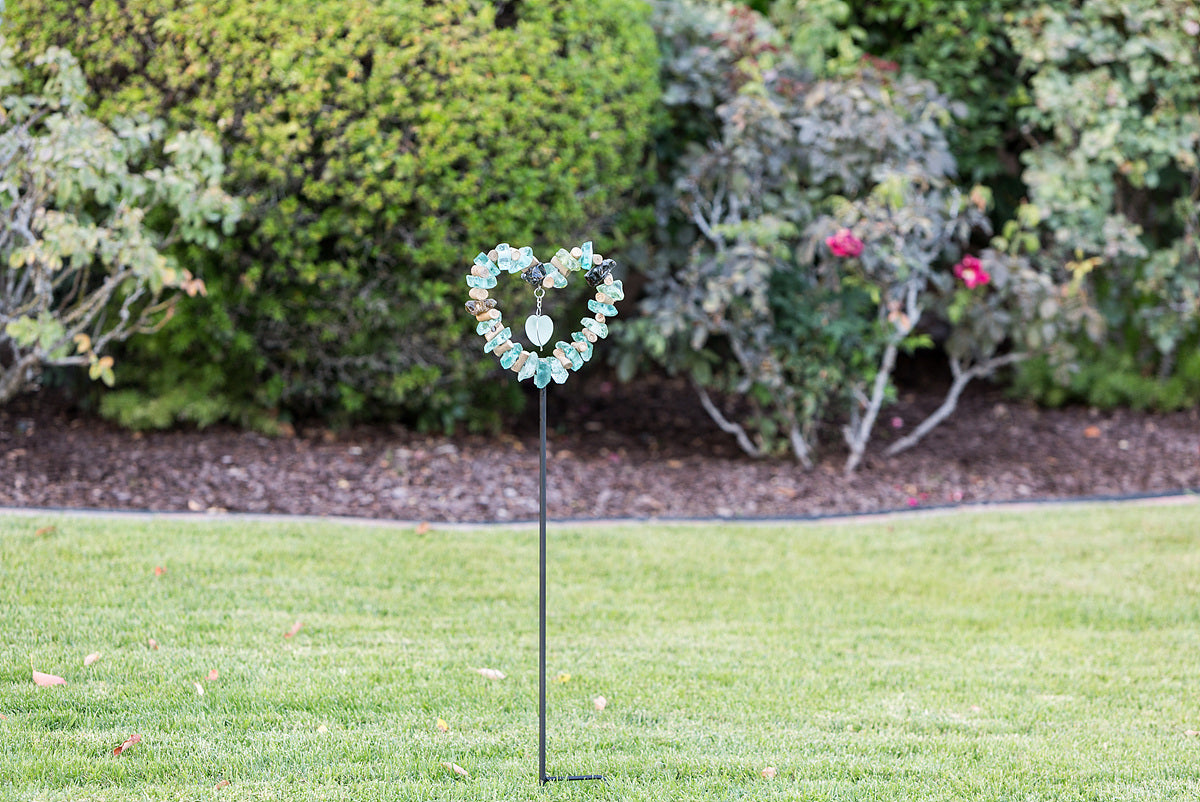 Glass Heart Garden Stake 4FT