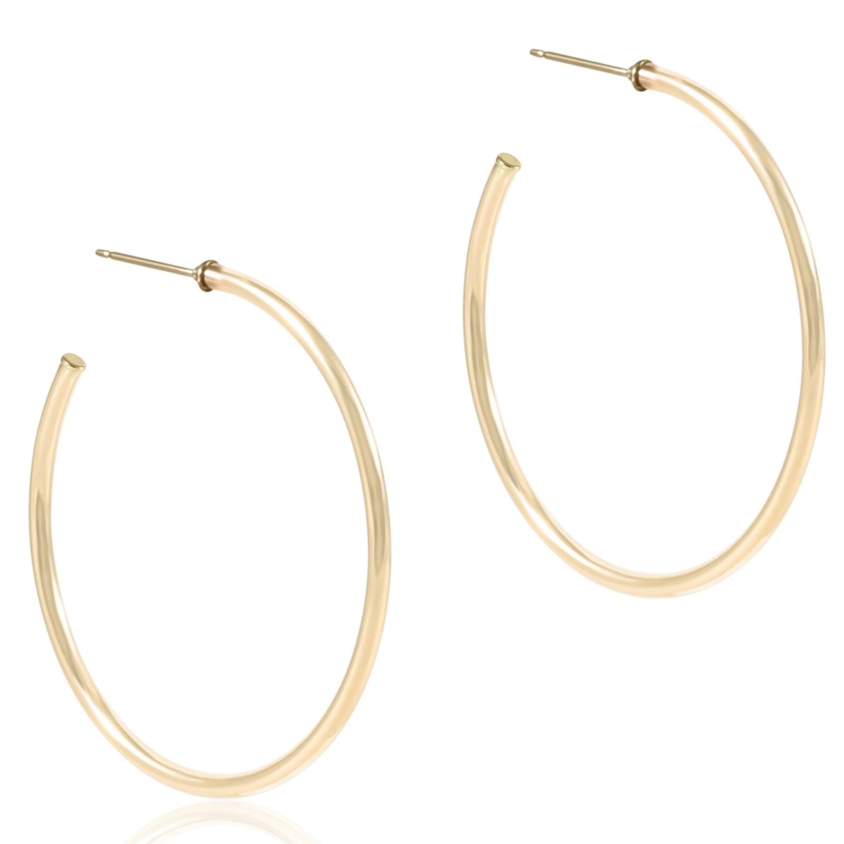 Round Gold 1.75" Post Hoop - 2mm Smooth