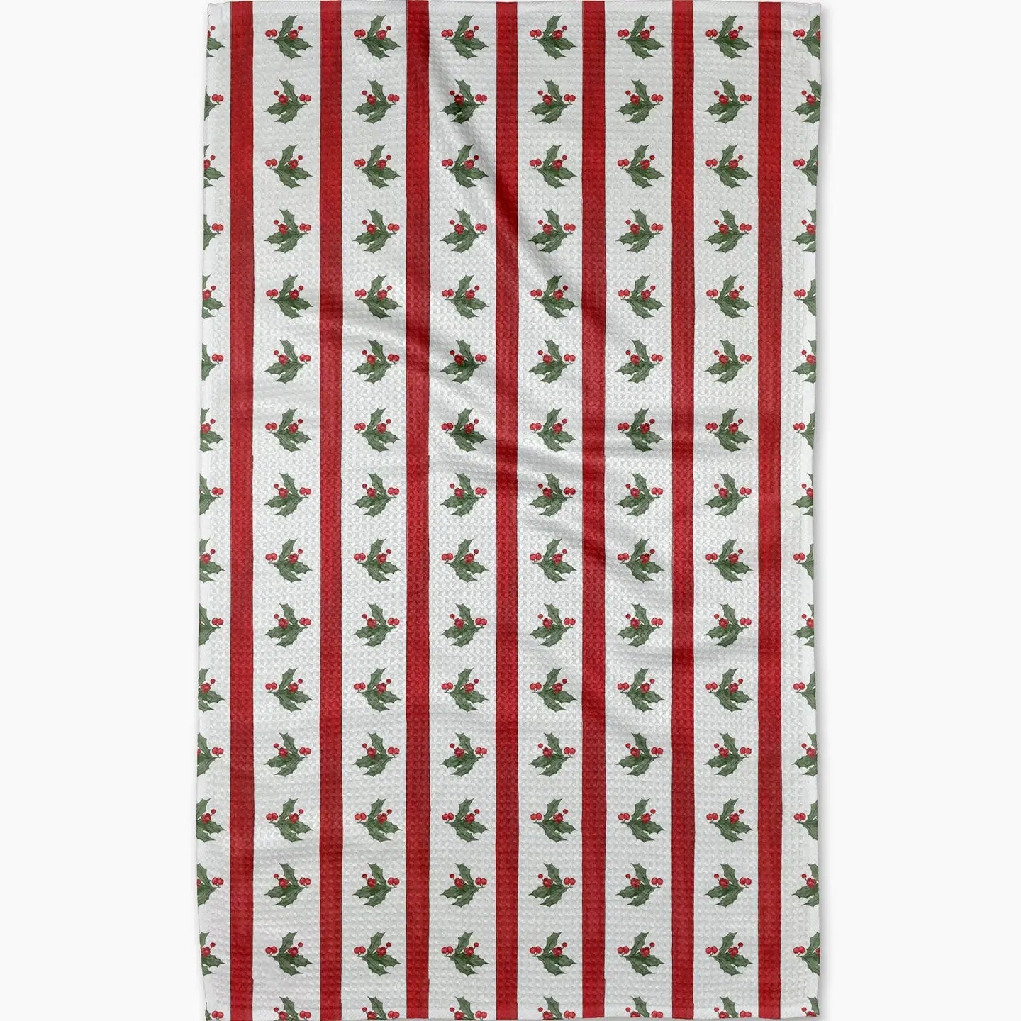 CHRISTMAS HOLLY STRIPE TEA TOWEL