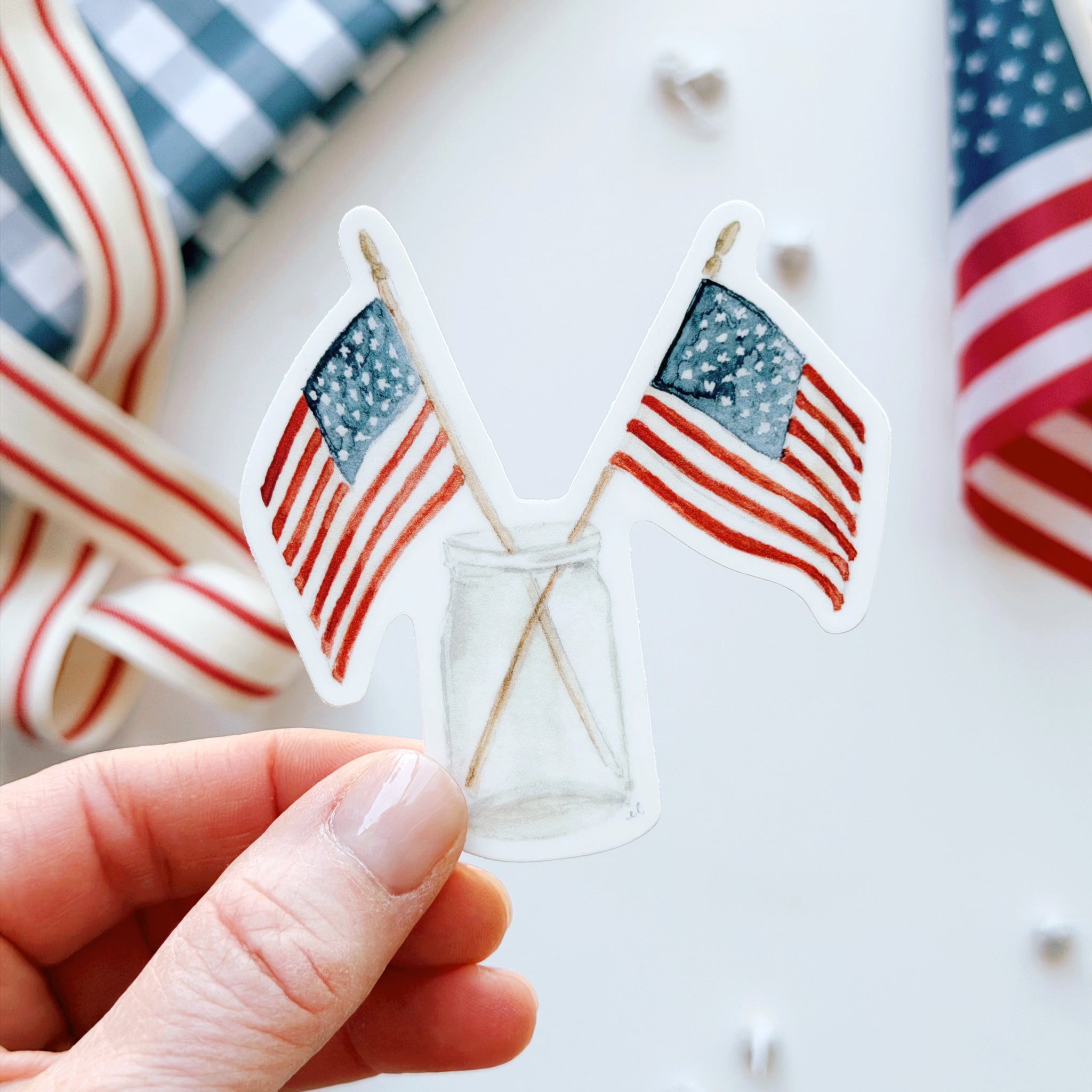 TWO FLAGS STICKER