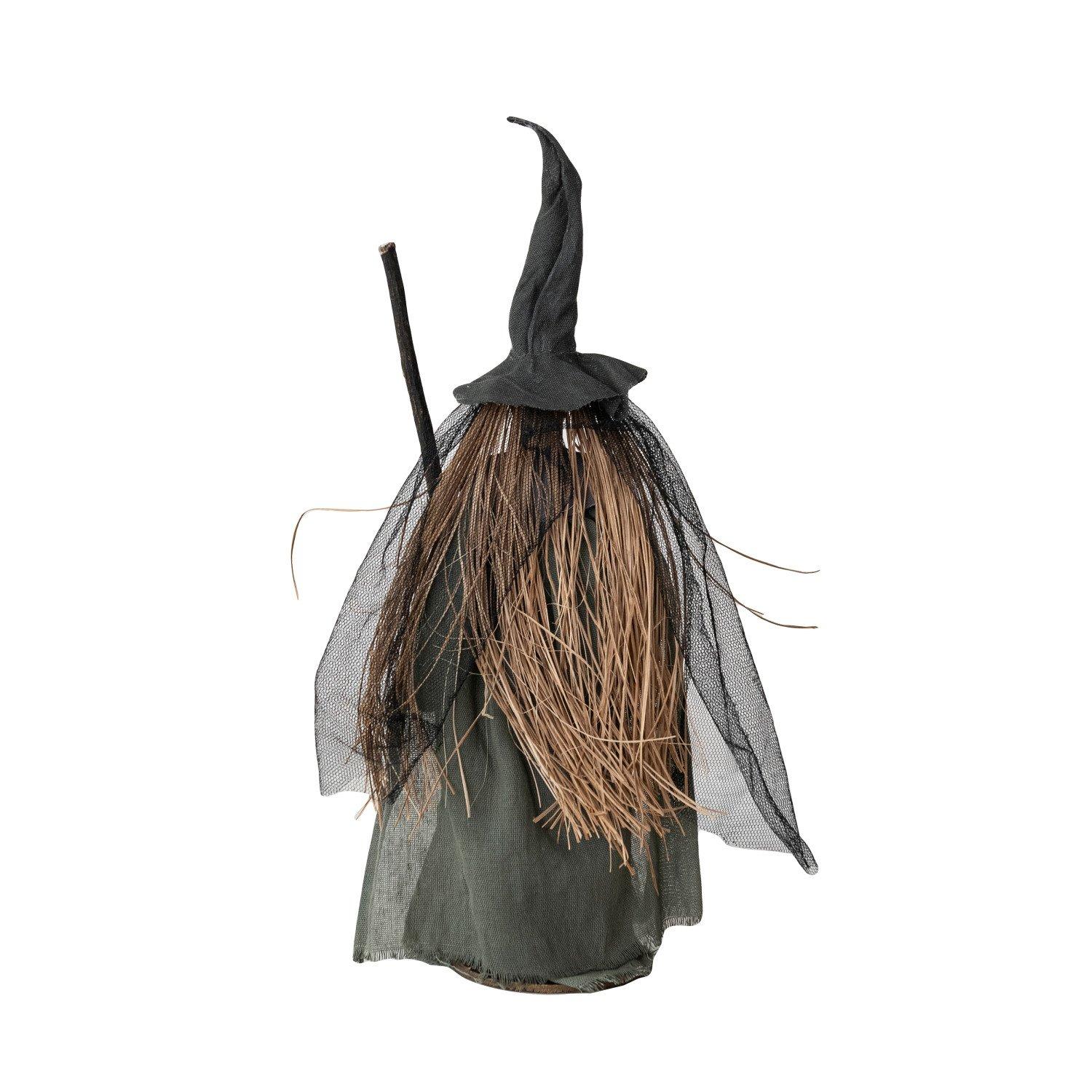 Handmade Fabric & Resin Witch w/Broom
