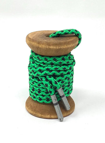 GREEN AND BLACK BRAIDED SHOELACES